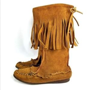 Handmade Suede Moccasins Renaissance Fringe Boot